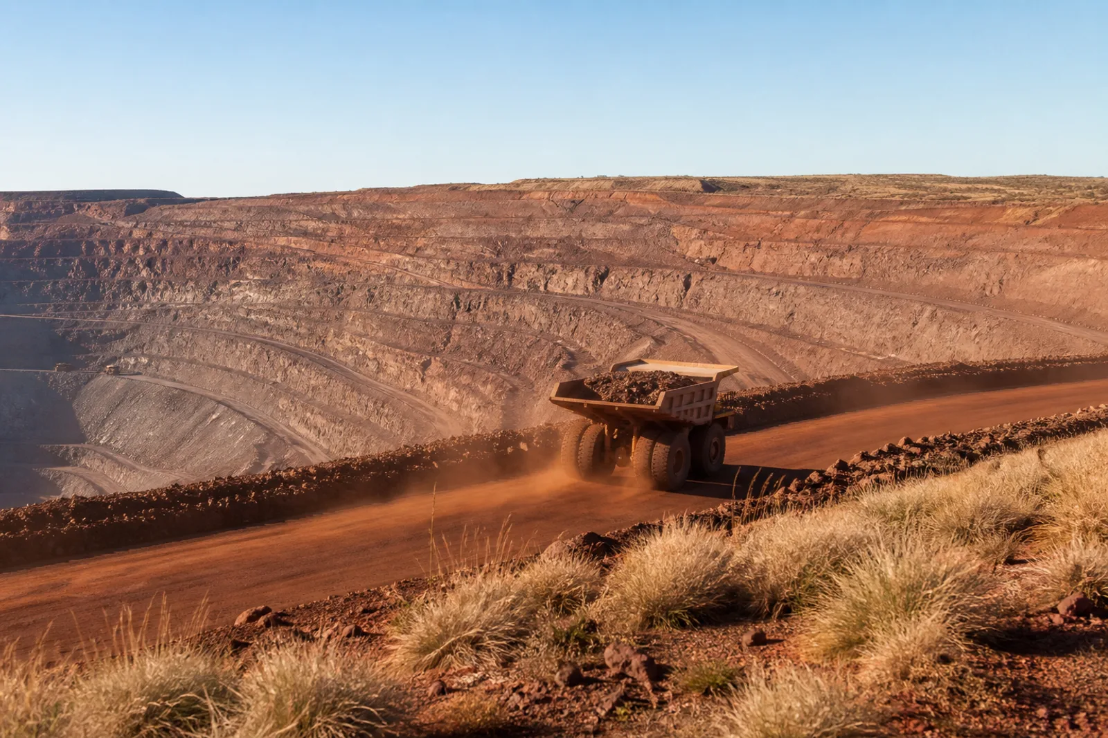 Open-cut mine and haul truck